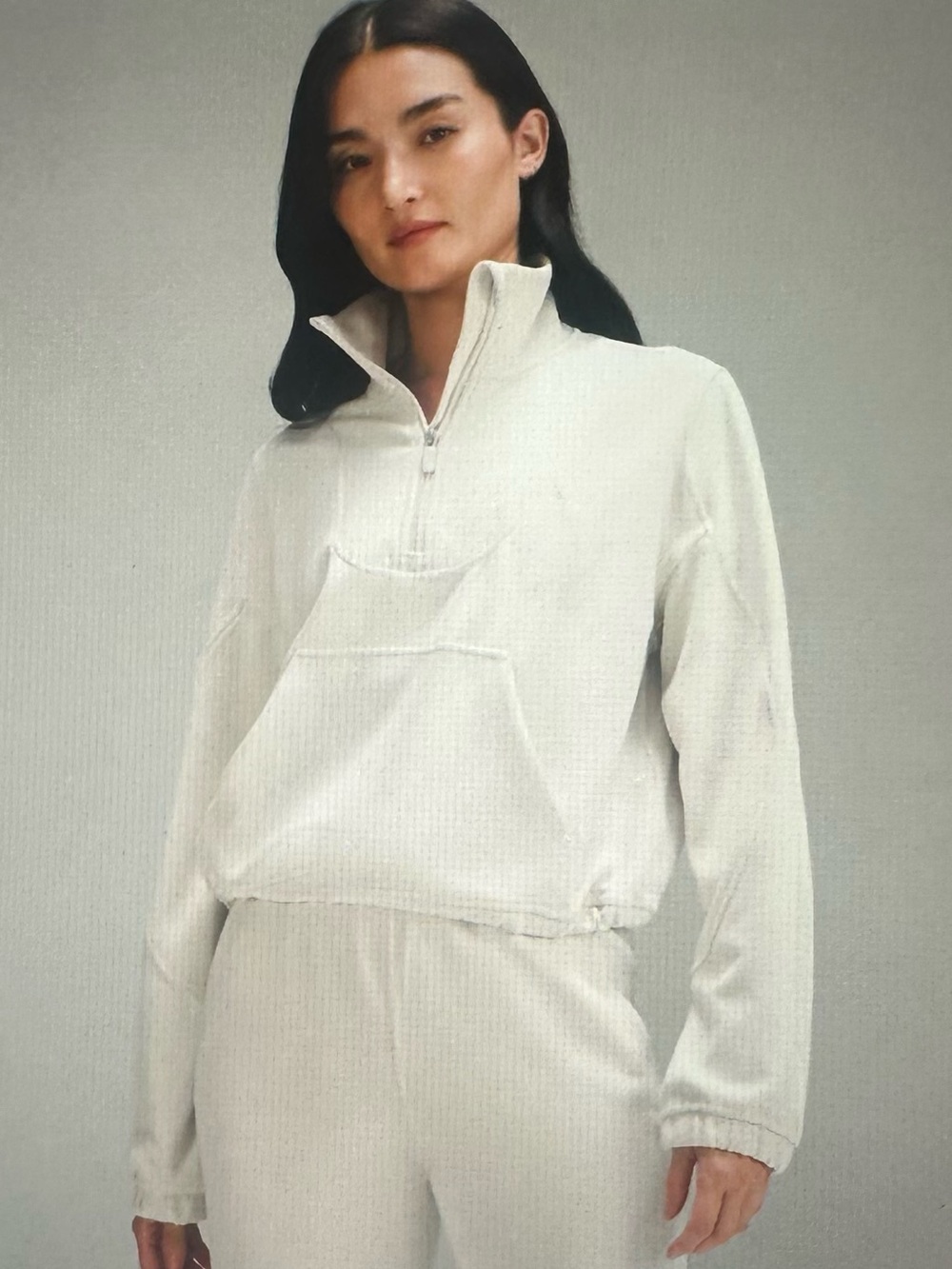 Lululemon Brushed Softstreme Ribbed Half Zip - Bone (Size 8)